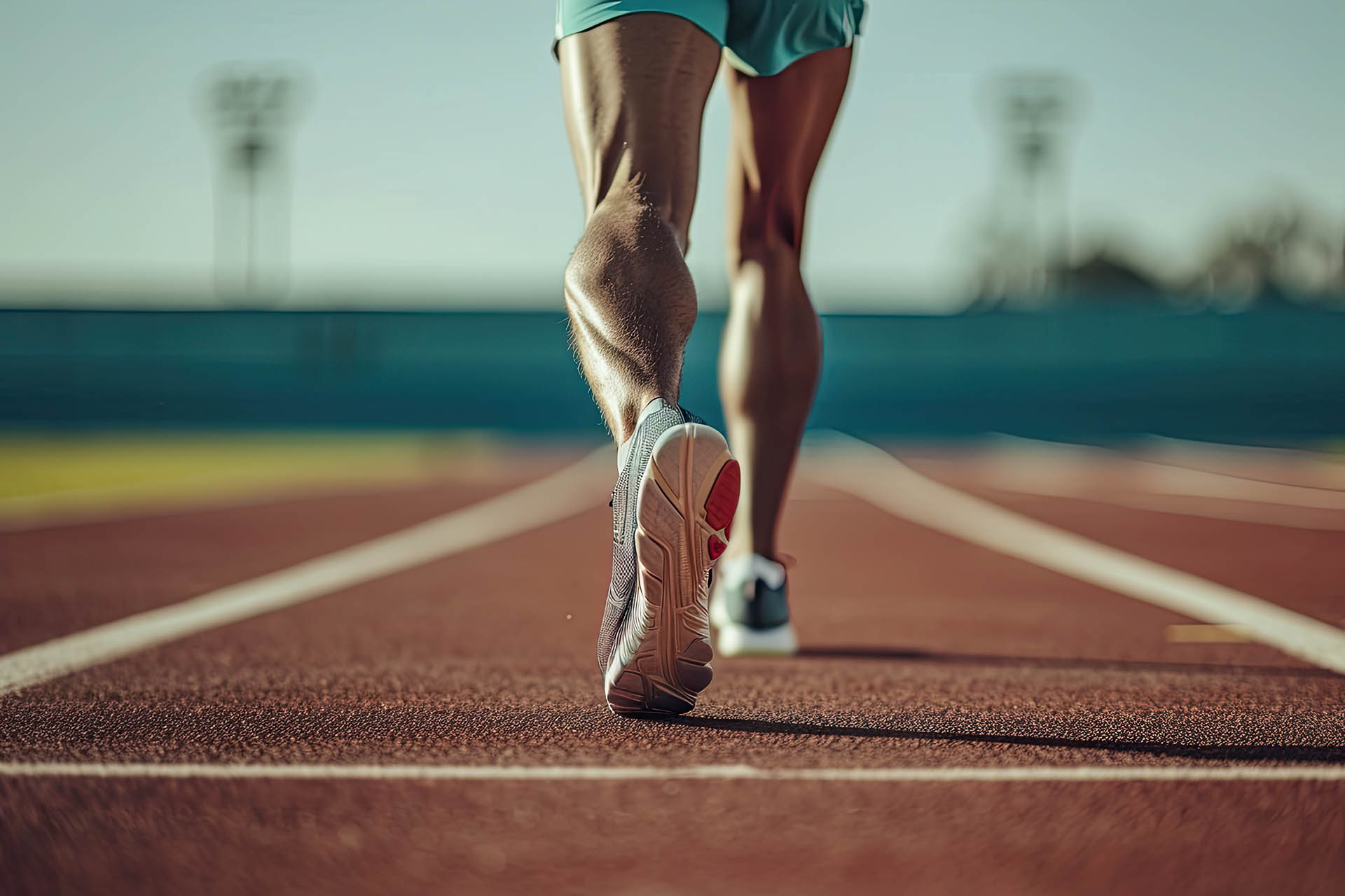 athlete prepared to run on the athletics track